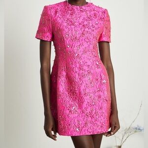 Catchall Celestia Floral-Appliqué Embellished Mini Dress in Pink